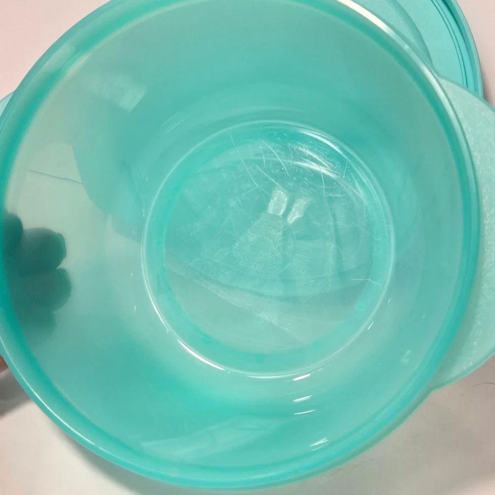 Tupperware CrystalWave 800ml 3.5 Cup Microwave Bowl Vented Lid Teal 2647C-4